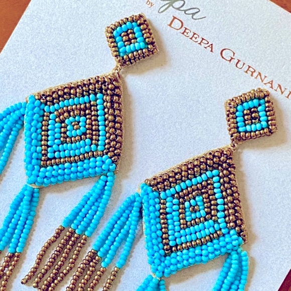 NWT Anthropologie Deepa Beaded Diamond Chandeliers - Picture 2 of 14